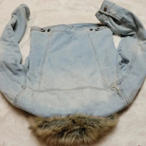 Hollister Jean Denim Jacket Fur Trim Blanket Lined Size M Vintage Y2k 2000s - Picture 8 of 8